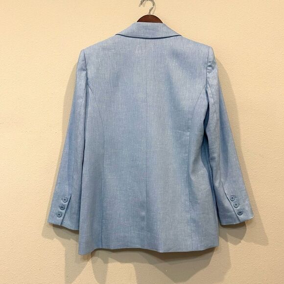 Alice + Olivia Denny‎ Blazer Linen Blend Chambray One Button Size 8 - Picture 4 of 14